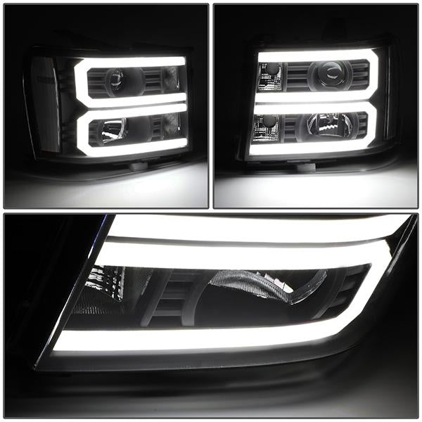 LED DRL Projector Headlights<br>07-14 GMC Sierra 1500 2500 3500