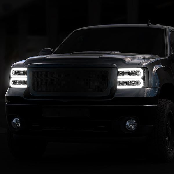 LED DRL Projector Headlights<br>07-14 GMC Sierra 1500 2500 3500