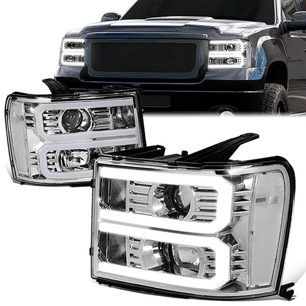 LED DRL Projector Headlights<br>07-14 GMC Sierra 1500 2500 3500