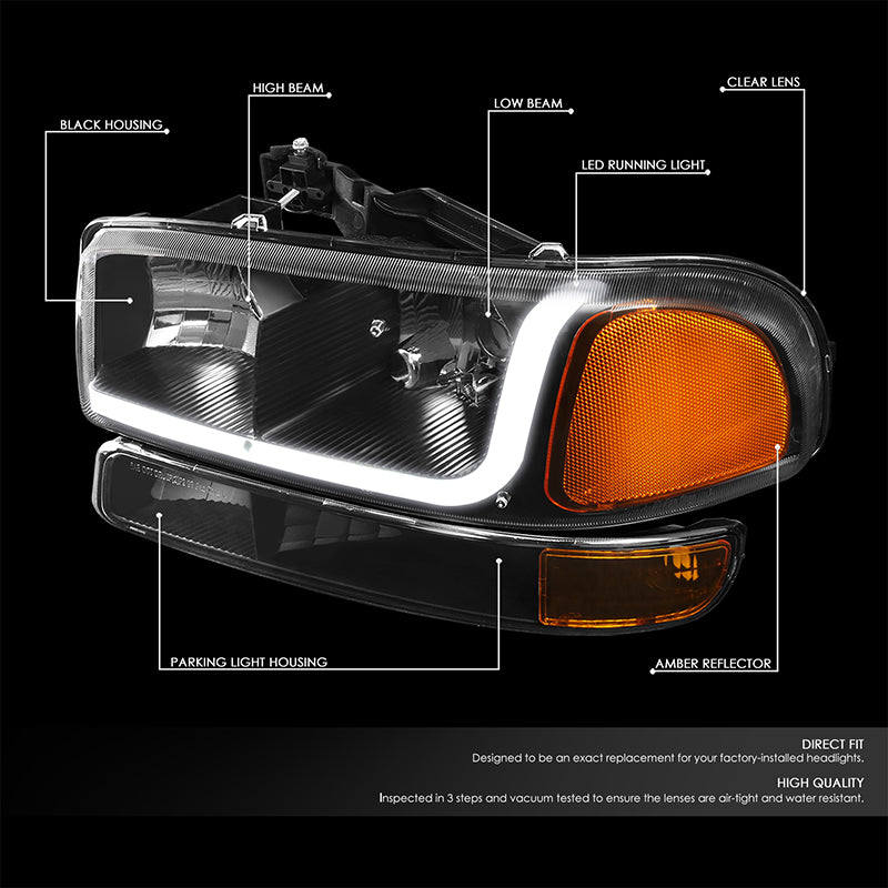 LED DRL Headlights<br>99-07 GMC Sierra 1500 2500 3500 Sierra C3 Yukon