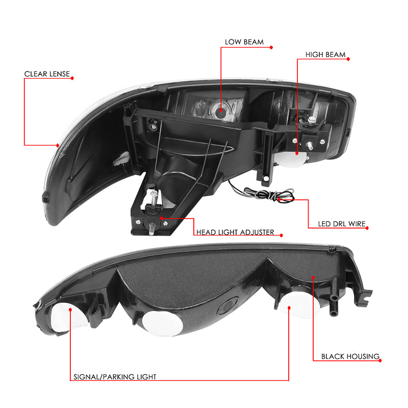 LED DRL Headlights<br>99-07 GMC Sierra 1500 2500 3500 Sierra C3 Yukon