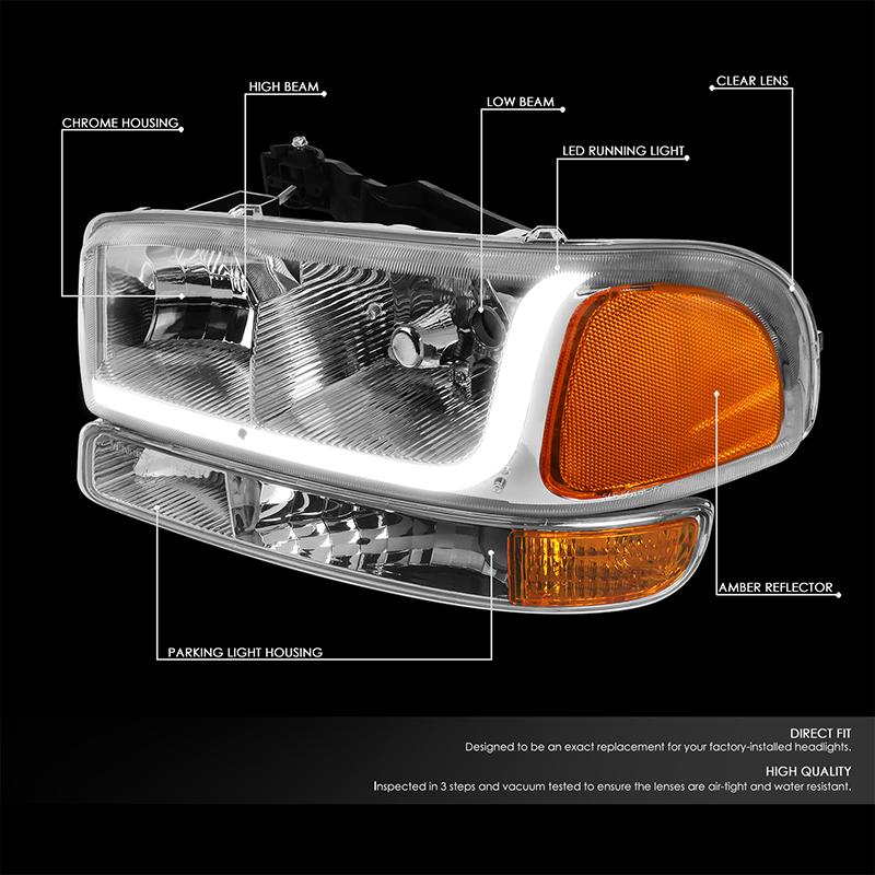 LED DRL Headlights<br>99-07 GMC Sierra 1500 2500 3500 Sierra C3 Yukon