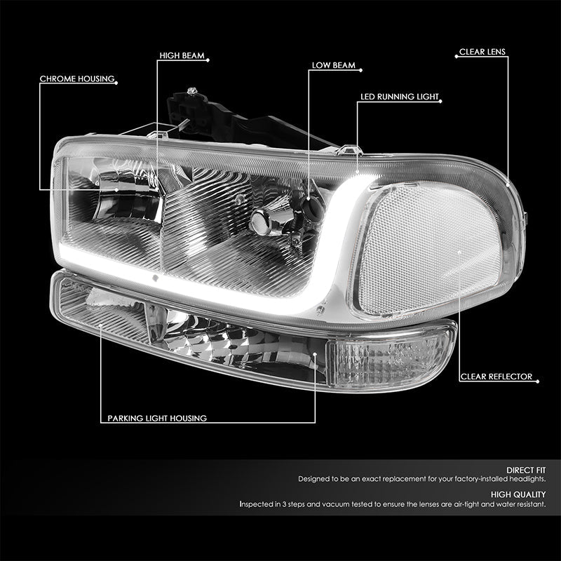 LED DRL Headlights<br>99-07 GMC Sierra 1500 2500 3500 Sierra C3 Yukon