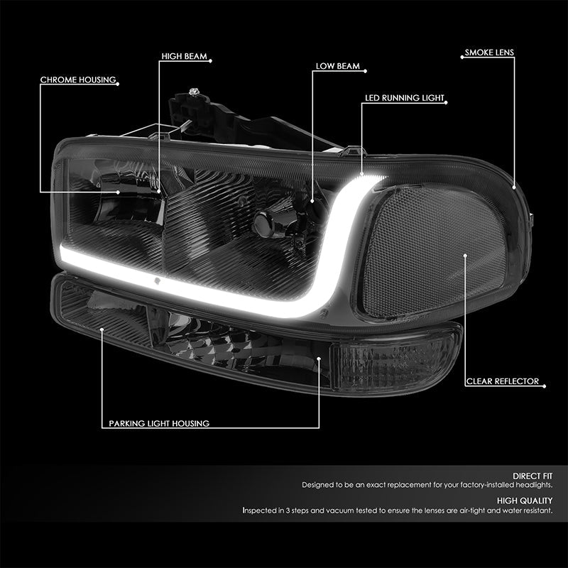 LED DRL Headlights<br>99-07 GMC Sierra 1500 2500 3500 Sierra C3 Yukon