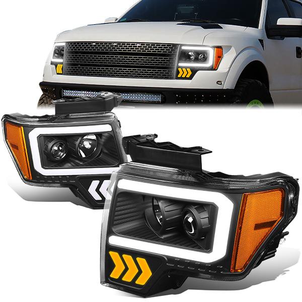 LED DRL Projector Headlights<br>09-14 Ford F150