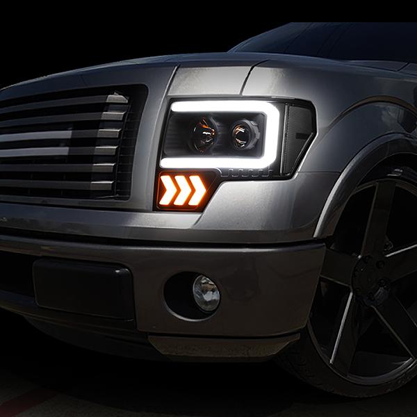 LED DRL Projector Headlights<br>09-14 Ford F150