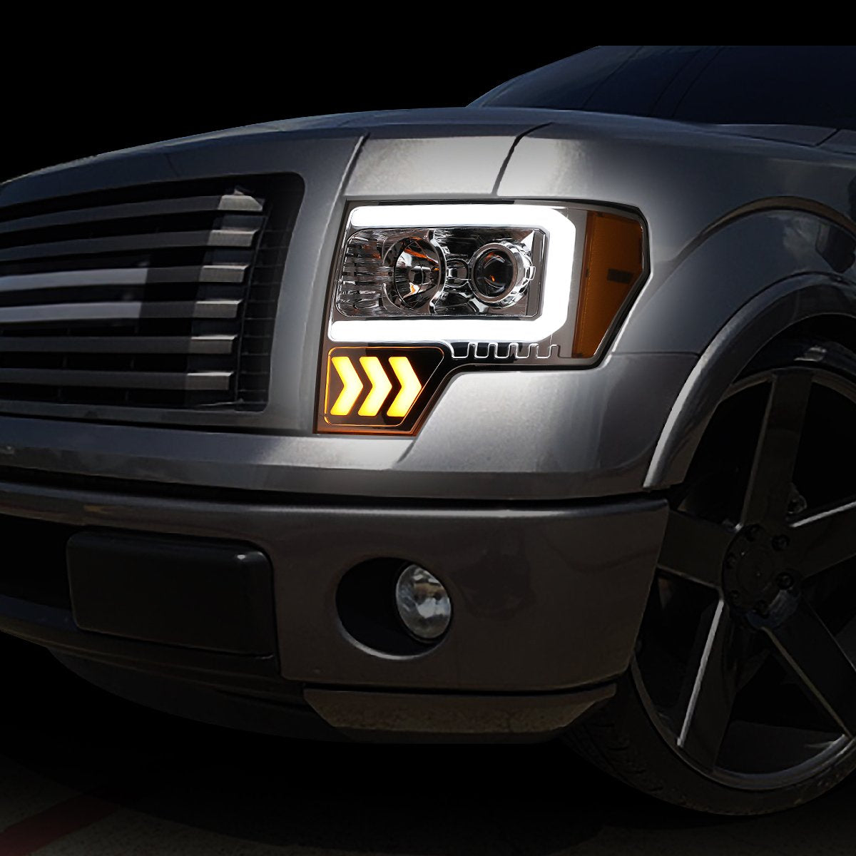 LED DRL Projector Headlights<br>09-14 Ford F150