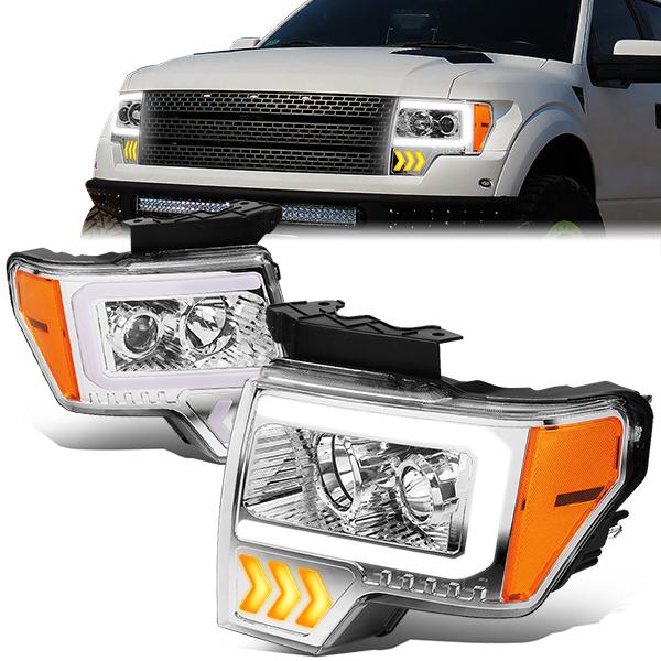 LED DRL Projector Headlights<br>09-14 Ford F150