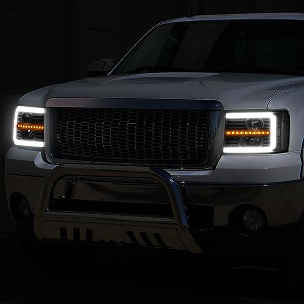 LED DRL Sequential Projector Headlights<br>07-14 GMC Sierra 1500 2500 3500