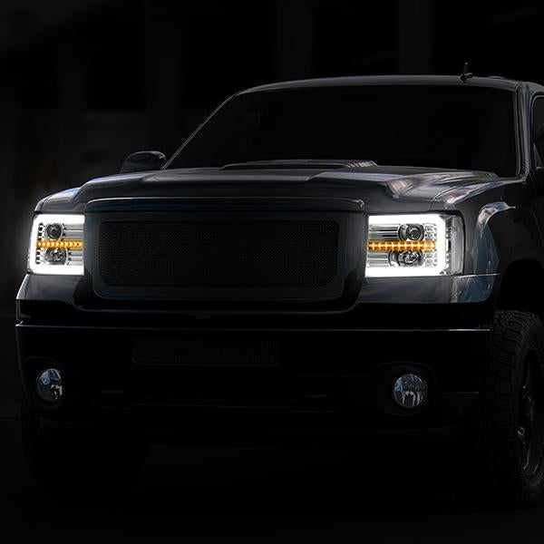 LED DRL Sequential Projector Headlights<br>07-14 GMC Sierra 1500 2500 3500