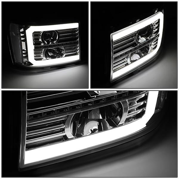 LED DRL Sequential Projector Headlights<br>07-14 GMC Sierra 1500 2500 3500