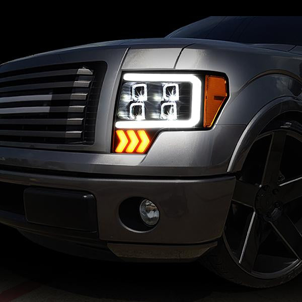 LED DRL Halo Projector Headlights<br>09-14 Ford F150