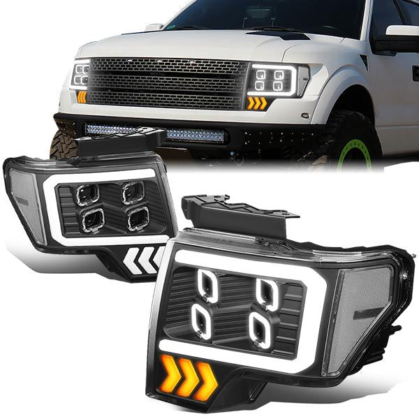 LED DRL Halo Projector Headlights<br>09-14 Ford F150