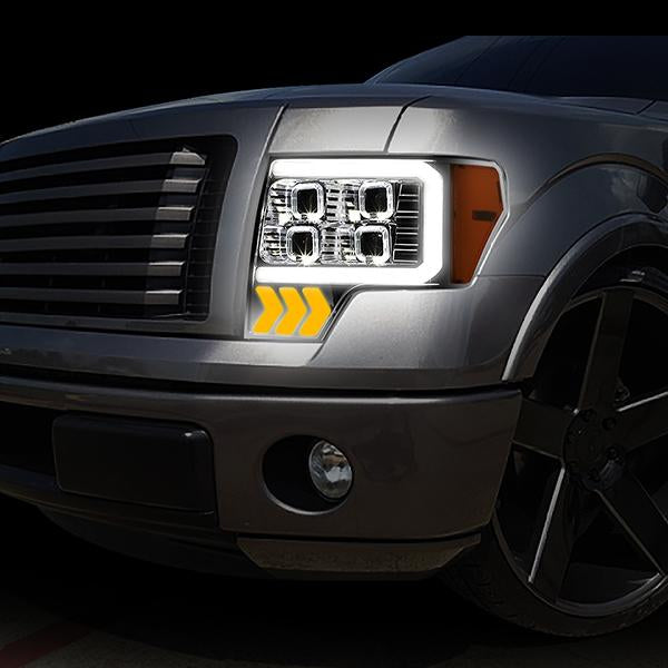 LED DRL Halo Projector Headlights<br>09-14 Ford F150