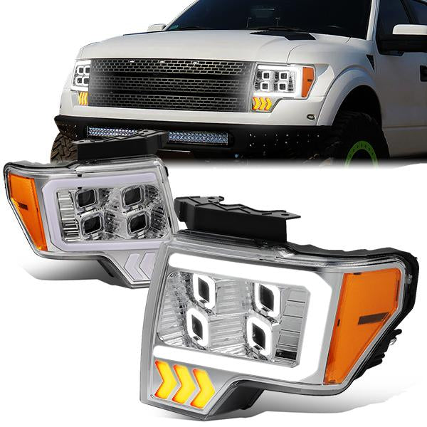 LED DRL Halo Projector Headlights<br>09-14 Ford F150