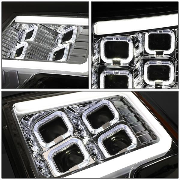 LED DRL Halo Projector Headlights<br>09-14 Ford F150