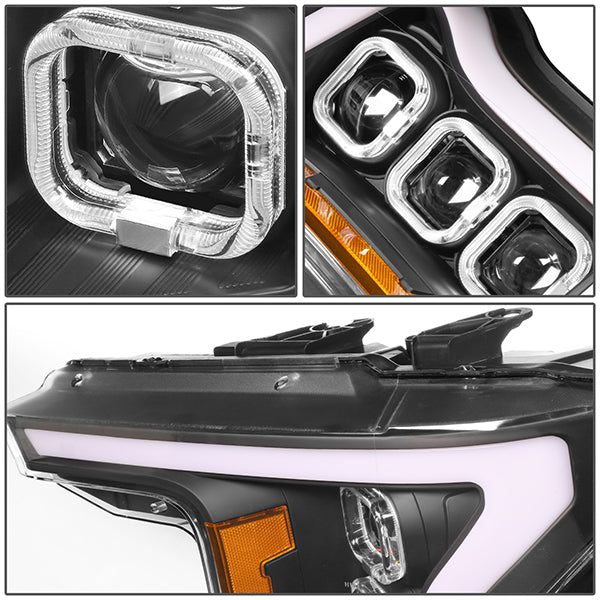 Triple Sequential LED DRL Projector Headlights<br>18-20 Ford F150