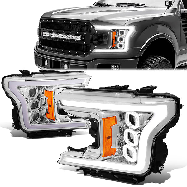 Triple Sequential LED DRL Projector Headlights<br>18-20 Ford F150