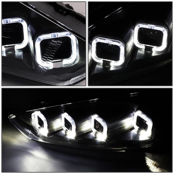 LED DRL Halo Sequential Projector Headlights<br>15-18 Ford Focus