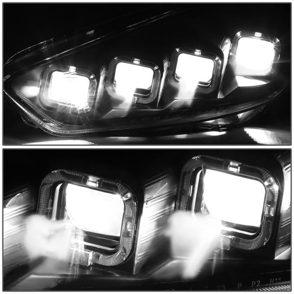 LED DRL Halo Sequential Projector Headlights<br>15-18 Ford Focus