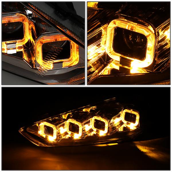 LED DRL Halo Sequential Projector Headlights<br>15-18 Ford Focus