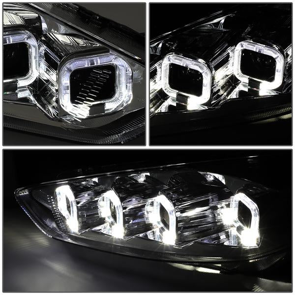 LED DRL Halo Sequential Projector Headlights<br>15-18 Ford Focus