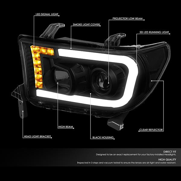 LED DRL Projector Headlights<br>08-17 Toyota Sequoia, 07-13 Tundra