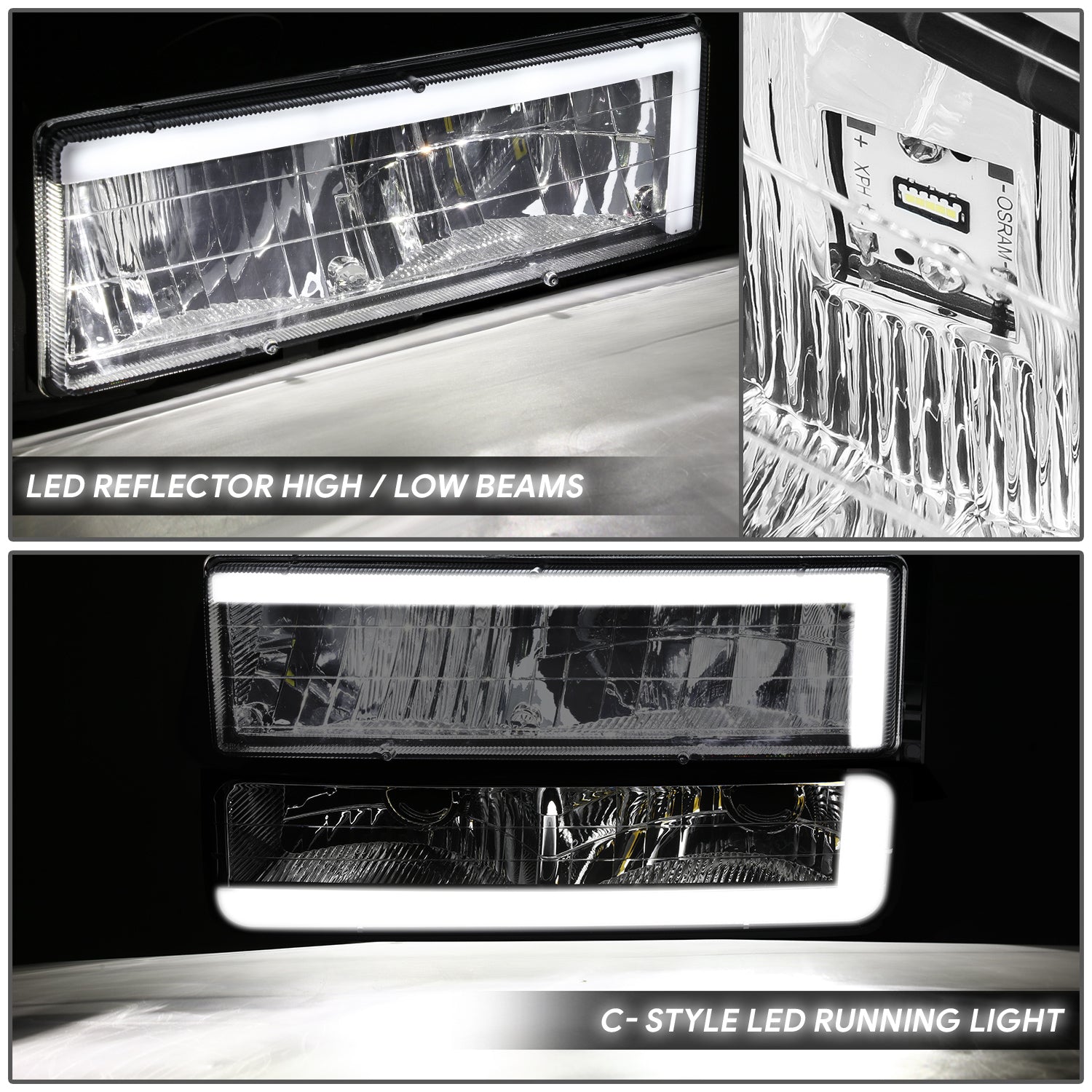 C-LED DRL Headlights <br>88-02 Chevy GMC C/K 1500-3500 Suburban,Yukon