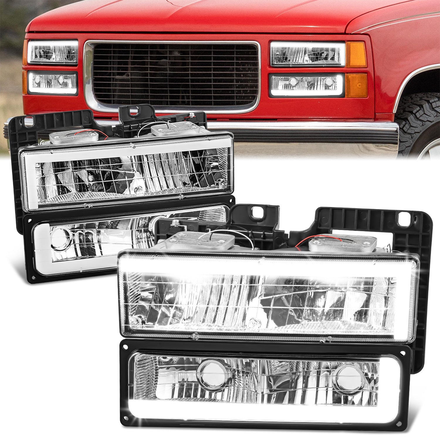 C-LED DRL Headlights <br>88-02 Chevy GMC C/K 1500-3500 Suburban,Yukon