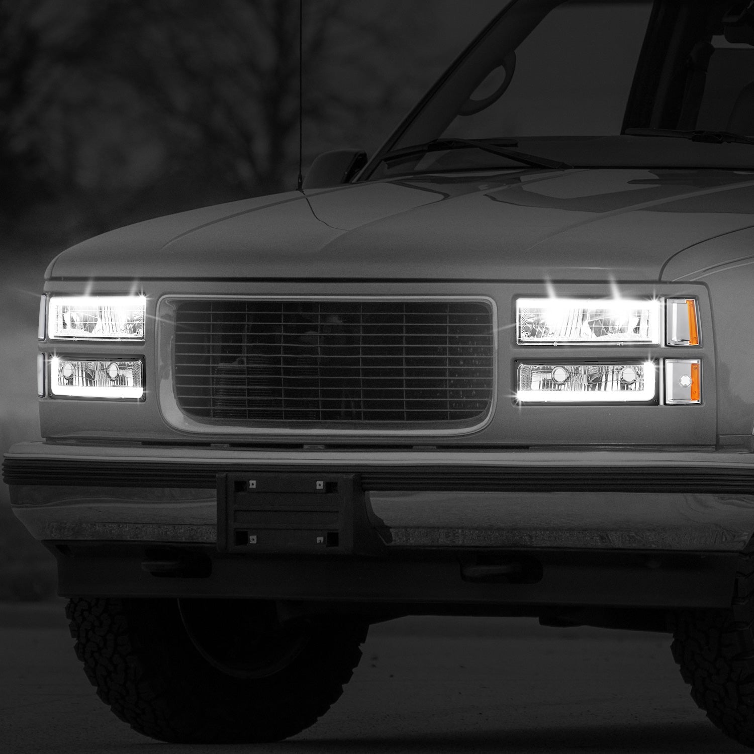 C-Full LED DRL Headlights+Turn Signal Lights <br>94-99 GMC C/K 1500 Yukon, C/K 1500-2500 Suburban