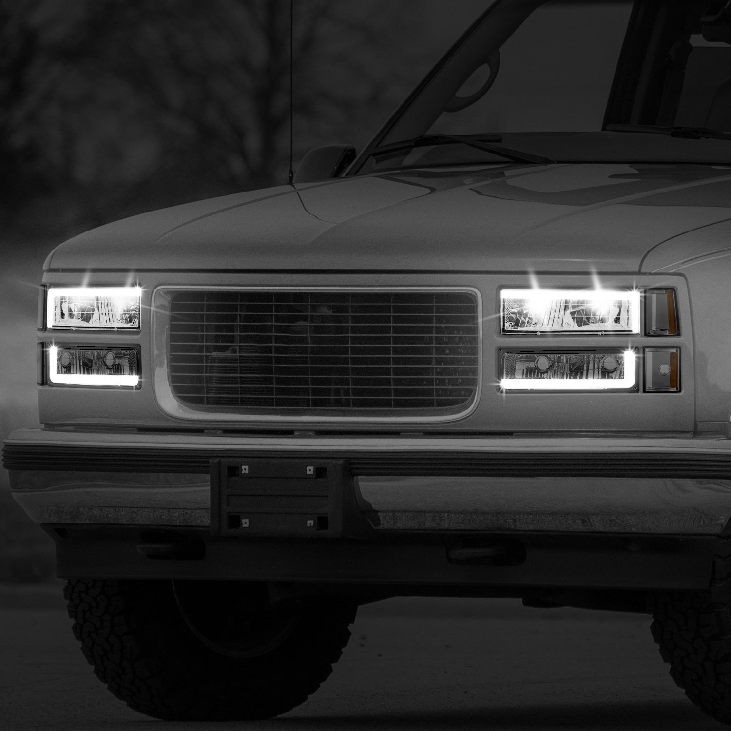 C-Full LED DRL Headlights+Turn Signal Lights <br>94-99 GMC C/K 1500 Yukon, C/K 1500-2500 Suburban