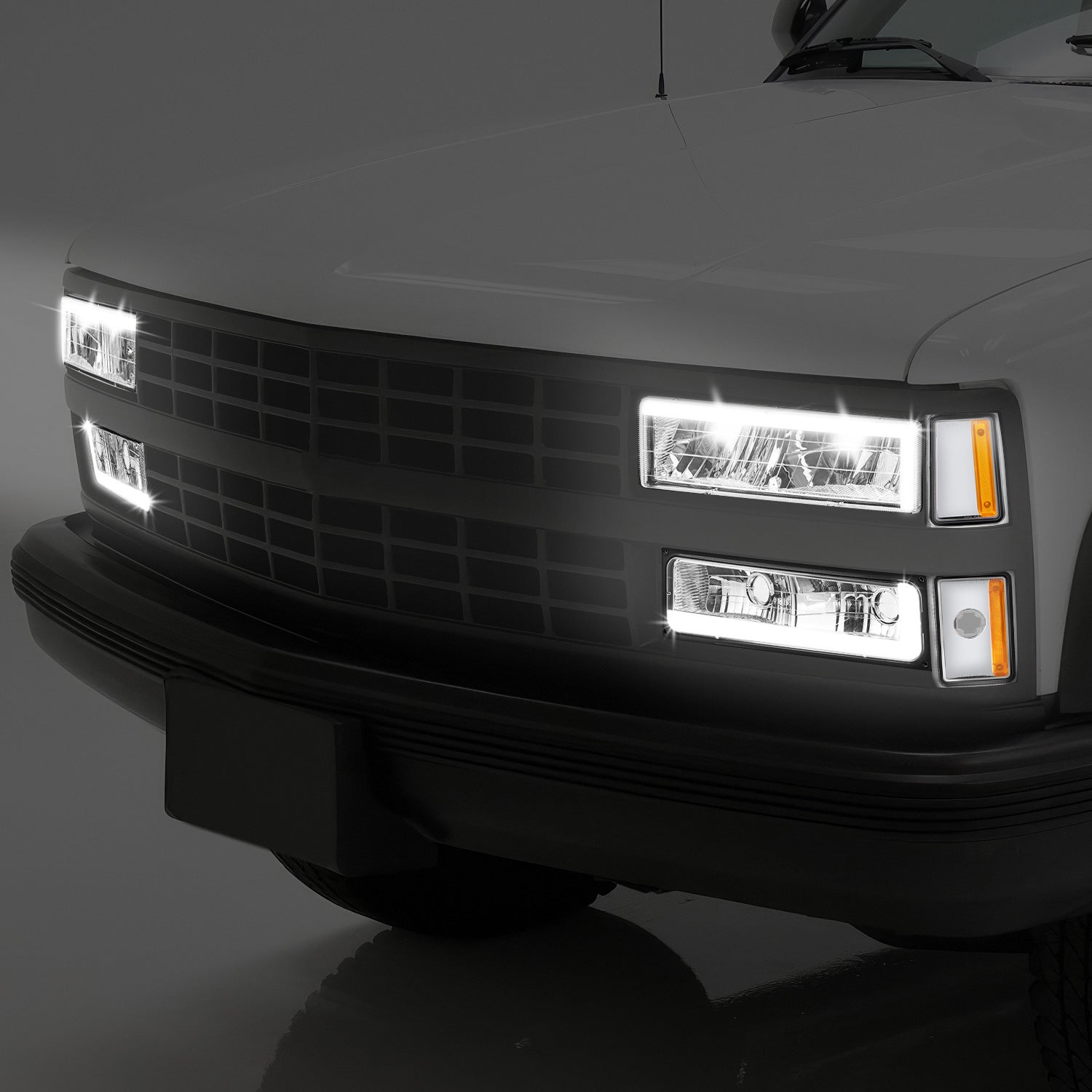 C-LED DRL Headlights+Turn Signal Lights <br>88-93 Chevy C/K 1500-3500 Suburban