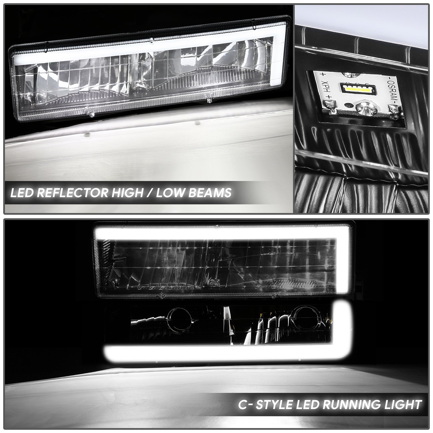 C-LED DRL Headlights+Turn Signal Lights <br>94-02 Chevy C/K 1500-3500 Suburban, Tahoe