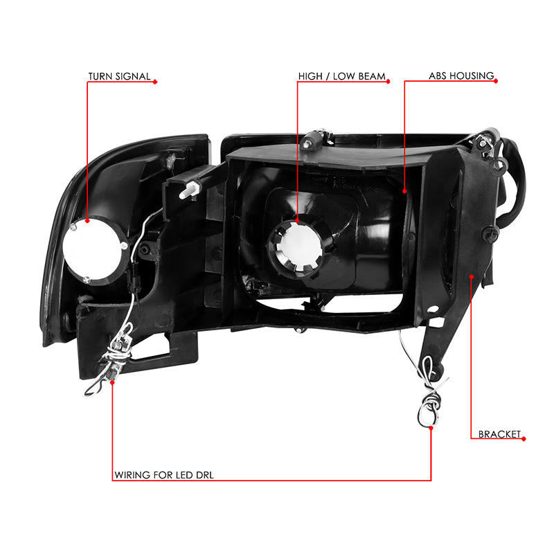 LED DRL Headlights<br>94-01 Dodge Ram 1500 2500 3500