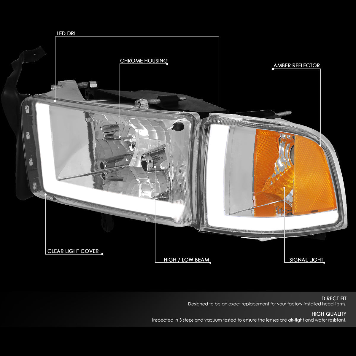 LED DRL Headlights<br>94-01 Dodge Ram 1500 2500 3500