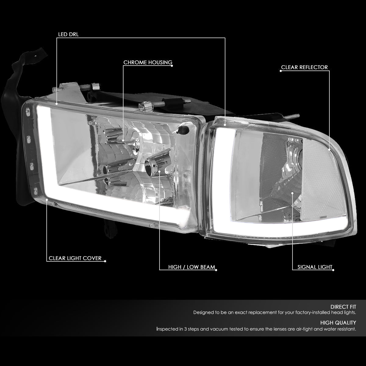 LED DRL Headlights<br>94-01 Dodge Ram 1500 2500 3500