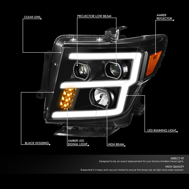 LED DRL Projector Headlights<br>17-22 Nissan Titan, 16-22 Titan XD