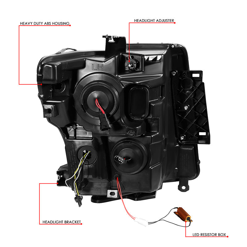 LED DRL Projector Headlights<br>17-22 Nissan Titan, 16-22 Titan XD