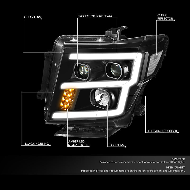 LED DRL Projector Headlights<br>17-22 Nissan Titan, 16-22 Titan XD