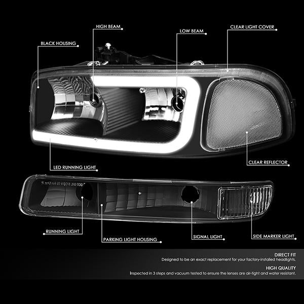 LED DRL Headlights<br>01-07 GMC Sierra 1500-3500 HD, 99-06 Yukon