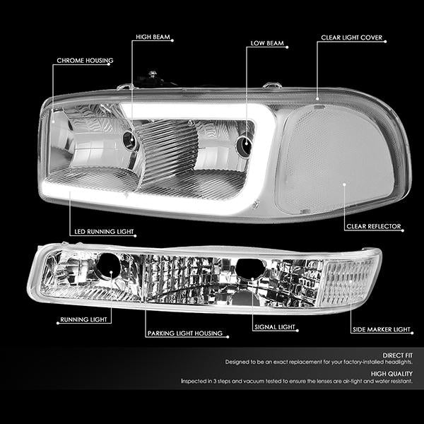 LED DRL Headlights<br>01-07 GMC Sierra 1500-3500 HD, 99-06 Yukon