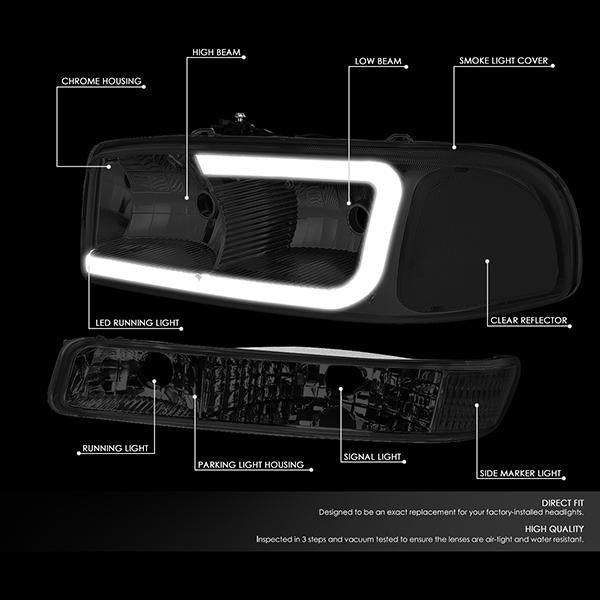 LED DRL Headlights<br>01-07 GMC Sierra 1500-3500 HD, 99-06 Yukon