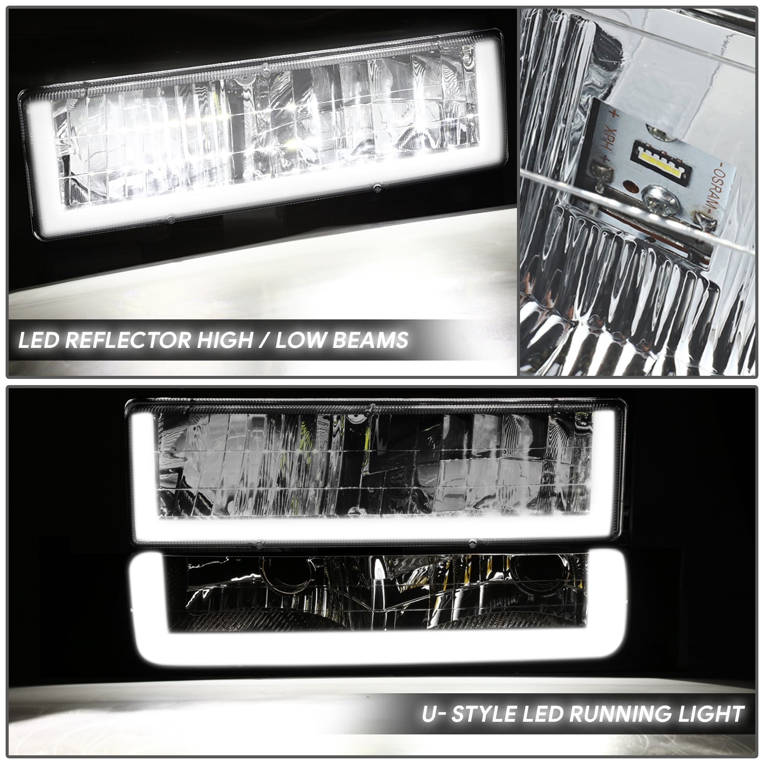 U-LED DRL Headlights+Turn Signal Lights <br>94-99 GMC C/K 1500 Yukon, C/K 1500-2500 Suburban