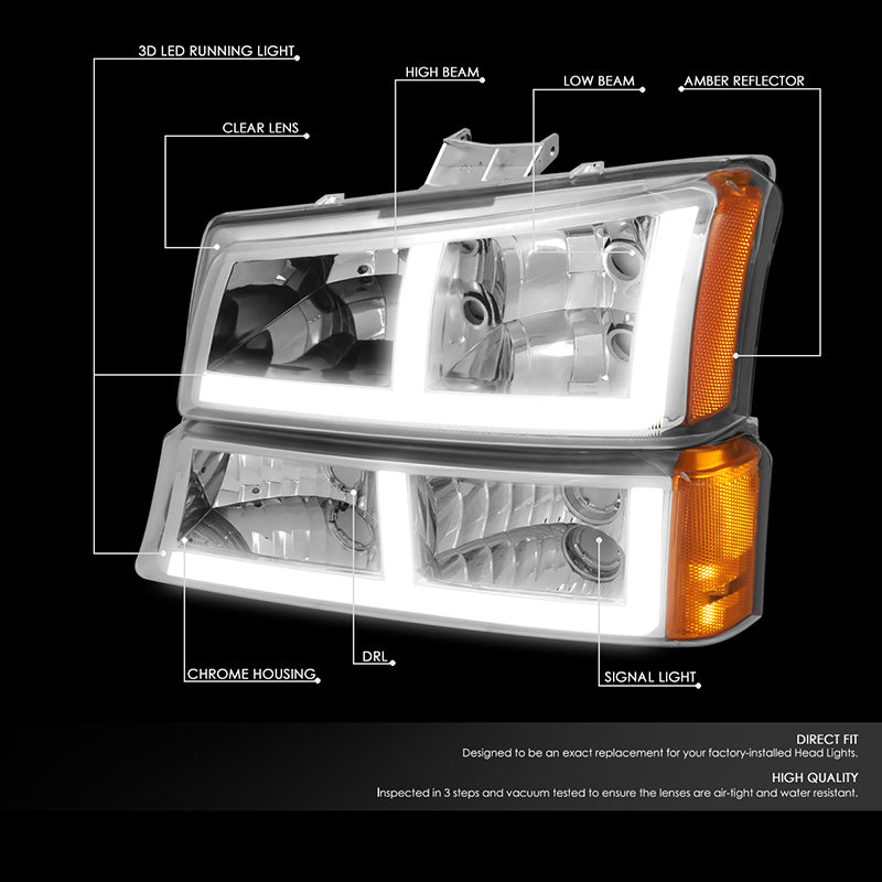 LED DRL Headlights<br>03-06 Chevy Avalanche Silverado 1500-3500 / HD