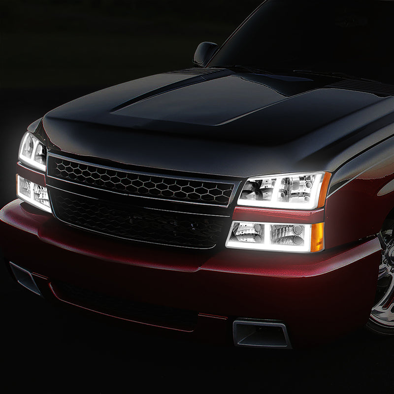 LED DRL Headlights<br>03-06 Chevy Avalanche Silverado 1500-3500 / HD