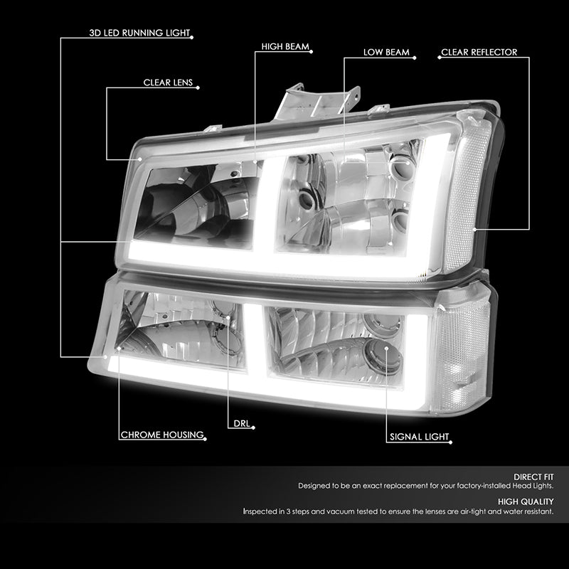 LED DRL Headlights<br>03-06 Chevy Avalanche Silverado 1500-3500 / HD