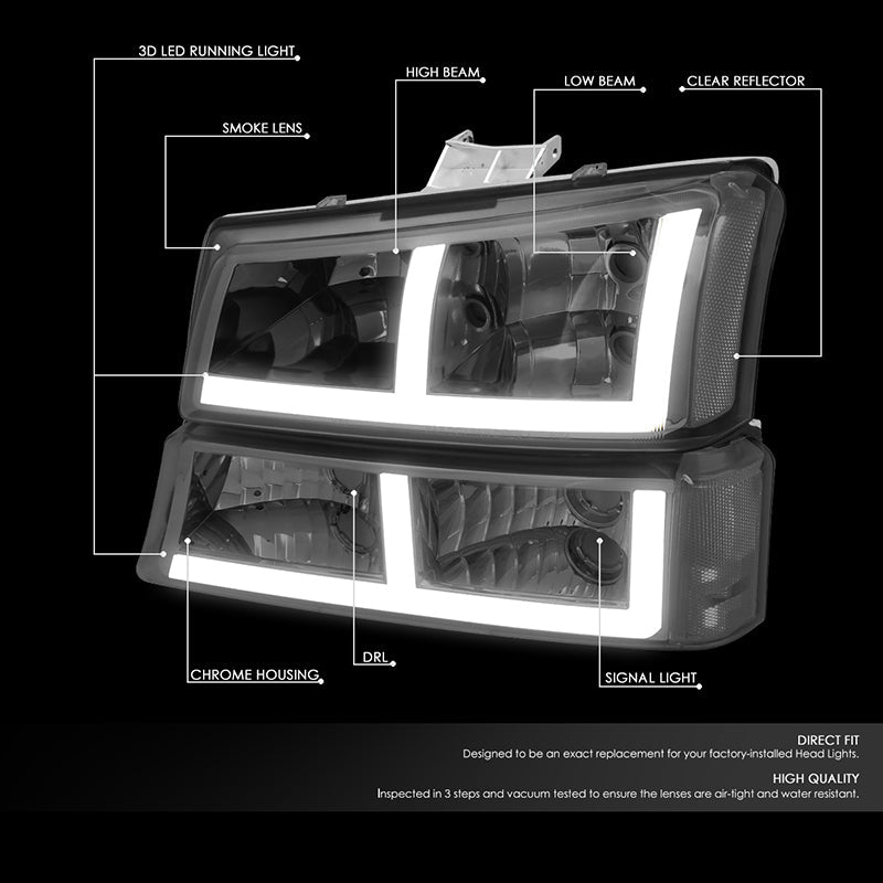 LED DRL Headlights<br>03-06 Chevy Avalanche Silverado 1500-3500 / HD