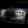 LED DRL Switchback Headlights<br>01-06 GMC Yukon Sierra 1500 Denali