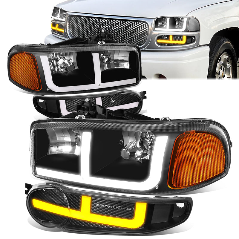 LED DRL Switchback Headlights<br>01-06 GMC Yukon Sierra 1500 Denali