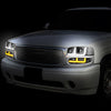 LED DRL Switchback Headlights<br>01-06 GMC Yukon Sierra 1500 Denali